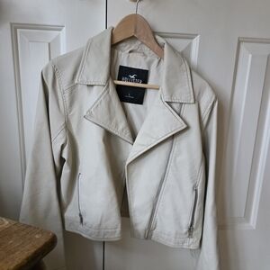 Hollister Women's Off-White Leather Jacket